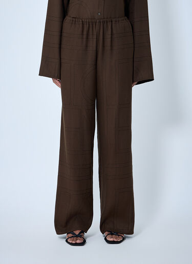 TOTEME Monogram Pants Dark Brown tot0263026