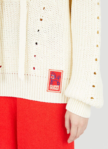 Lace-Up Knit Sweater Gucci Lace-Up Knit Sweater White guc0253021