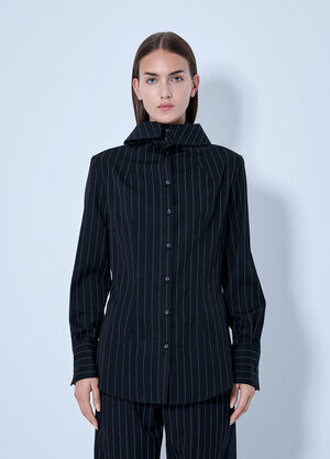 Jean Paul Gaultier Hooded Striped Shirt Black jpg0266008