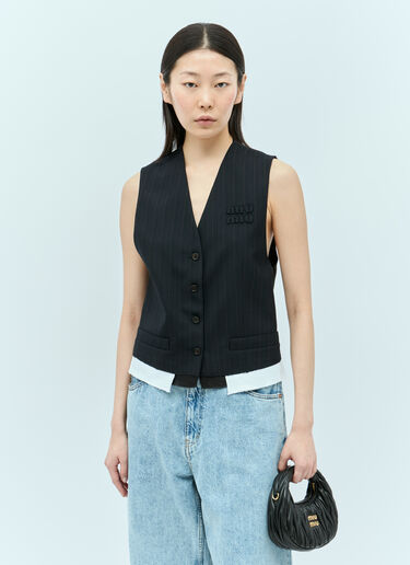 Miu Miu Single-Breasted Pinstripe Vest Navy miu0255002