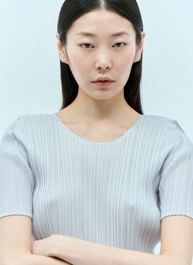 Pleats Please Issey Miyake Pleated T-Shirt Grey plp0254009