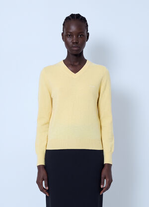 Miu Miu V-Neck Wool Sweater Yellow miu0266122