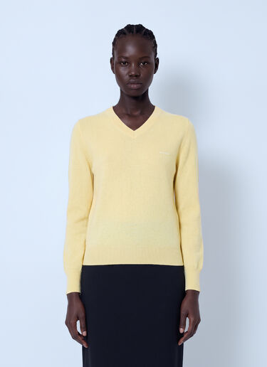 LN-CC® - Miu Miu: V-Neck Wool Sweater - Yellow Miu Miu V-Neck Wool Sweater Yellow miu0266122