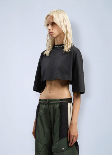 Back Curved Logo Mini T-Shirt Palm Angels Back Curved Logo Mini T-Shirt Black pma0262071