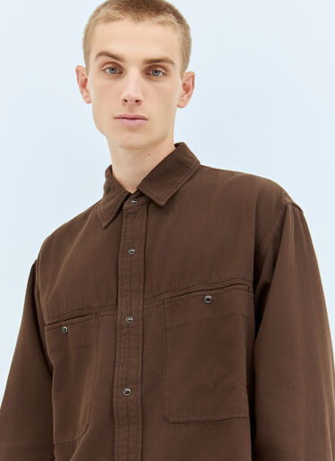Lemaire Denim Shirt With Snaps Brown lem0158007