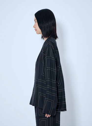 LN-CC® - Toteme: Monogram Silk Pj Shirt - Black Toteme Monogram Silk Pj Shirt Black tot0265078
