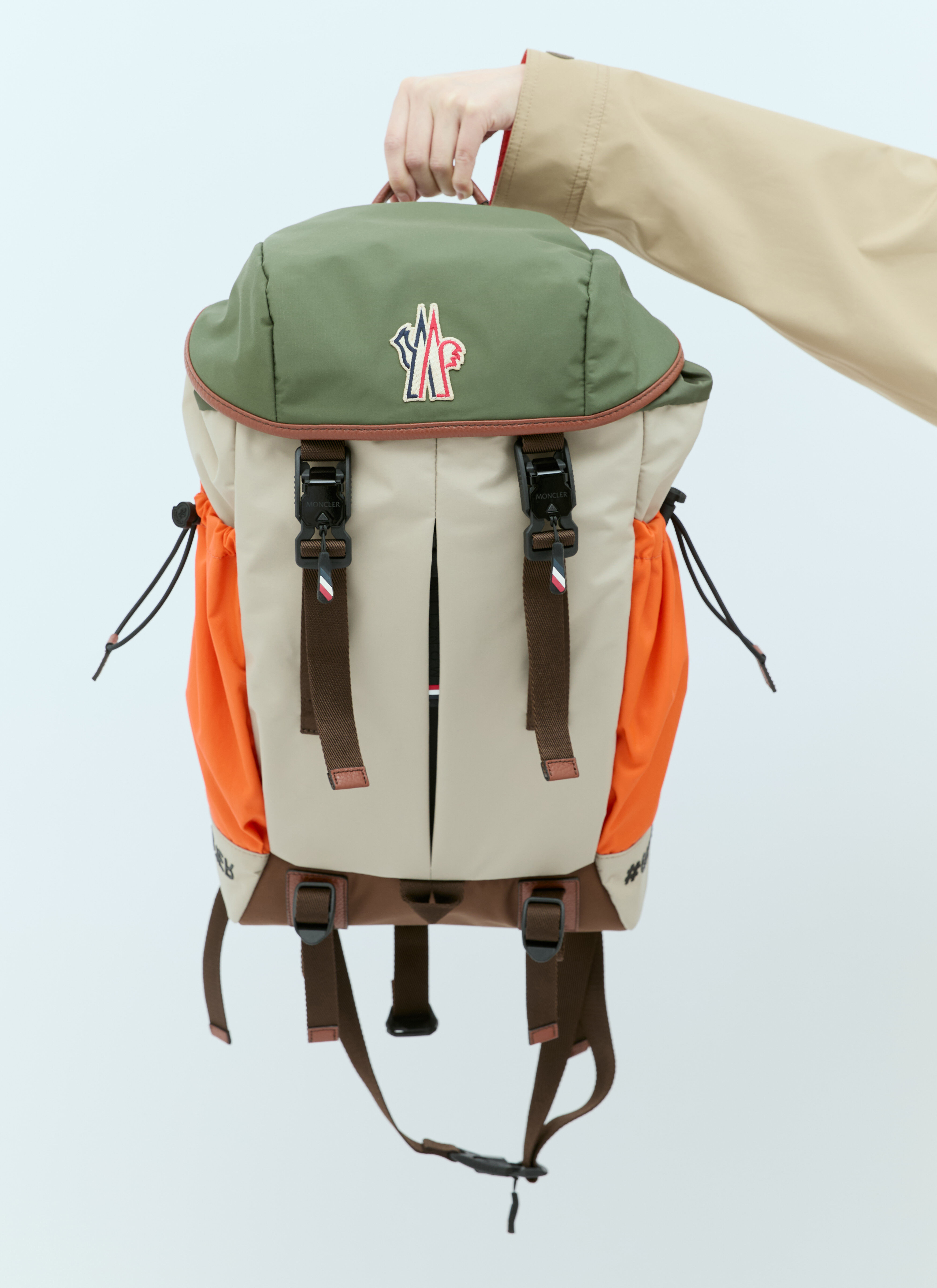 Moncler Grenoble Women s Logo Patch Backpack in Beige LN CC