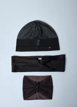 Saint Laurent 帽子とスカーフのセット  ブラウン sla0258053