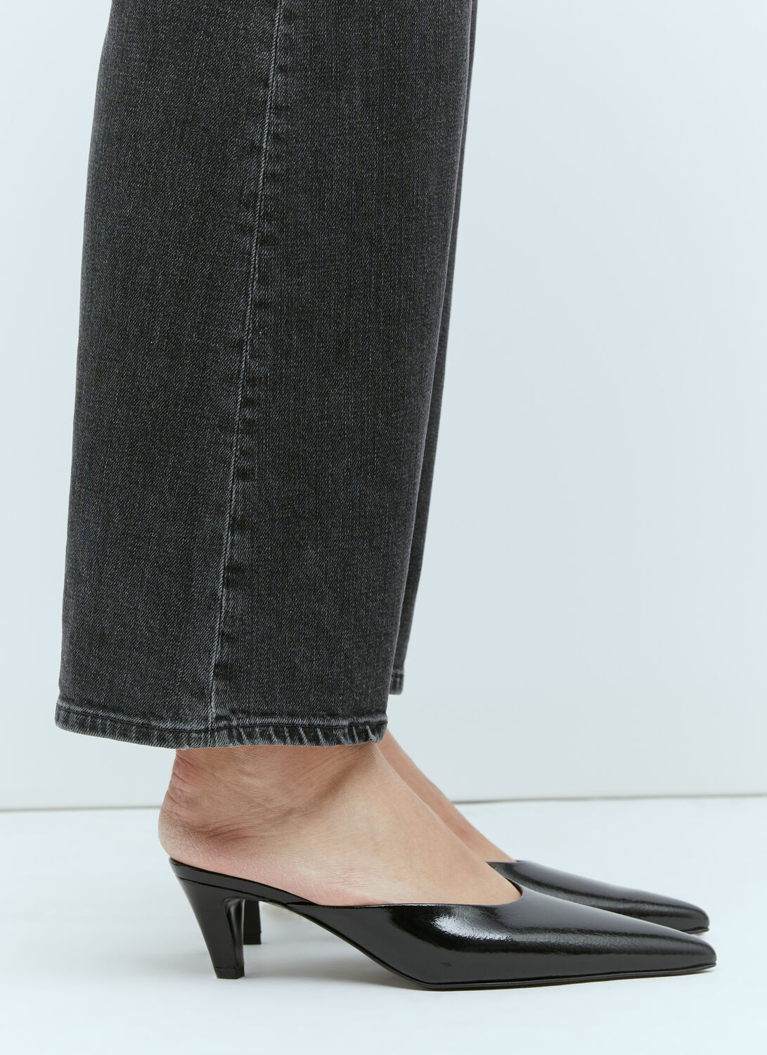 Shop Totême The Patent Leather Mules In Black