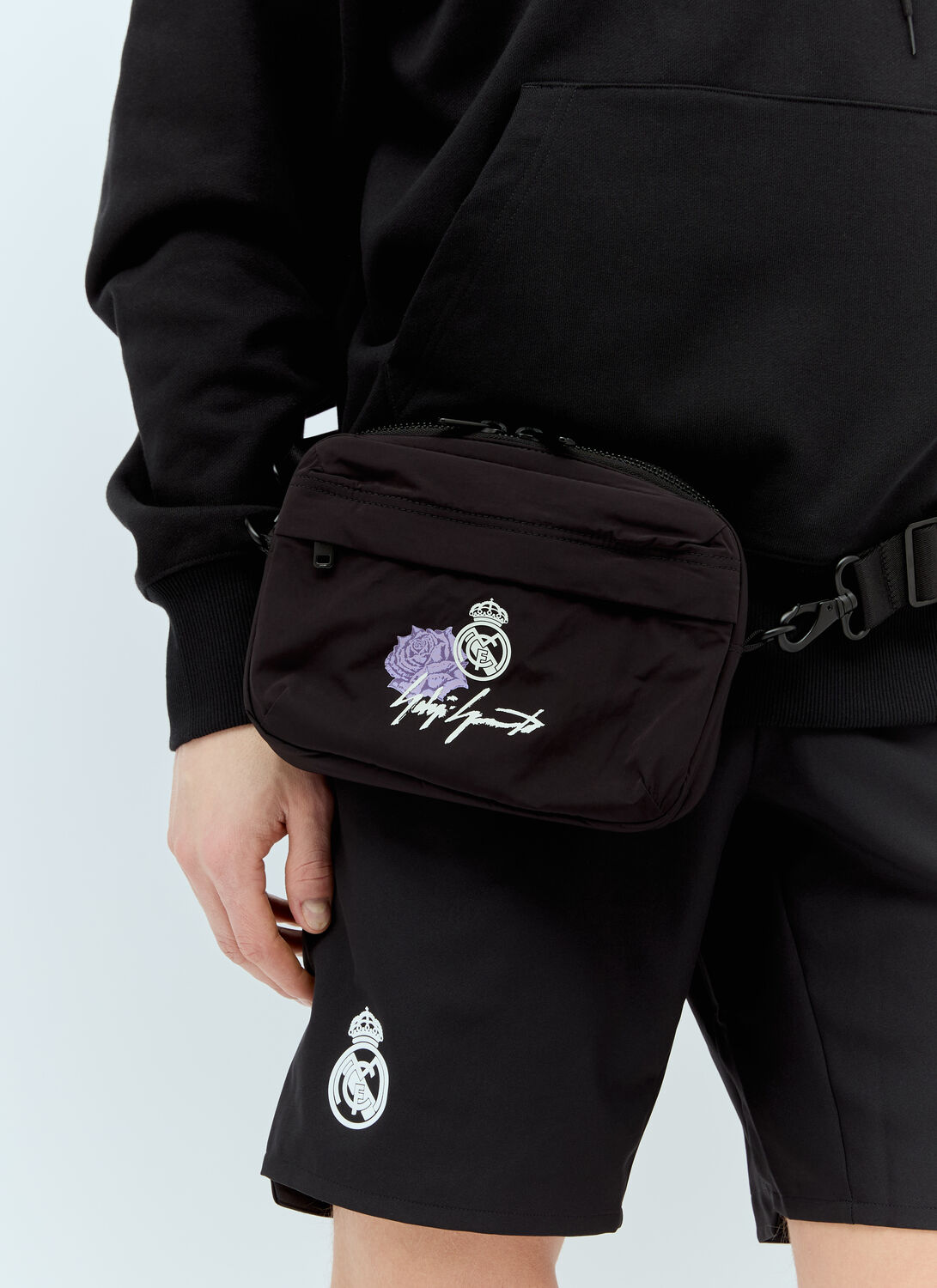 Shop Real Madrid X Adidas Y-3 Logo Print Belt Bag In Black