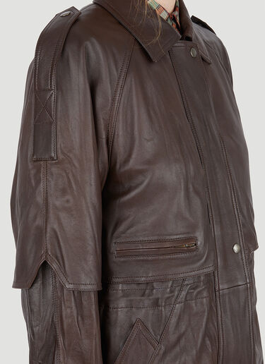 Saint Laurent Weathered Leather Jacket Brown sla0245005