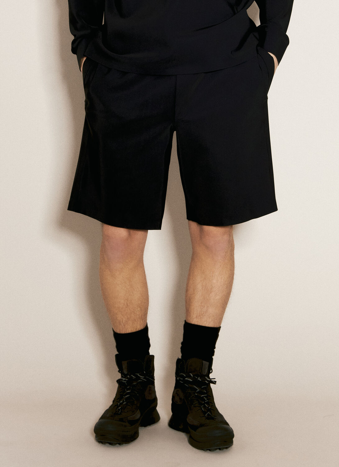 Shop Gr10k Taped Bonded Shorts In Black