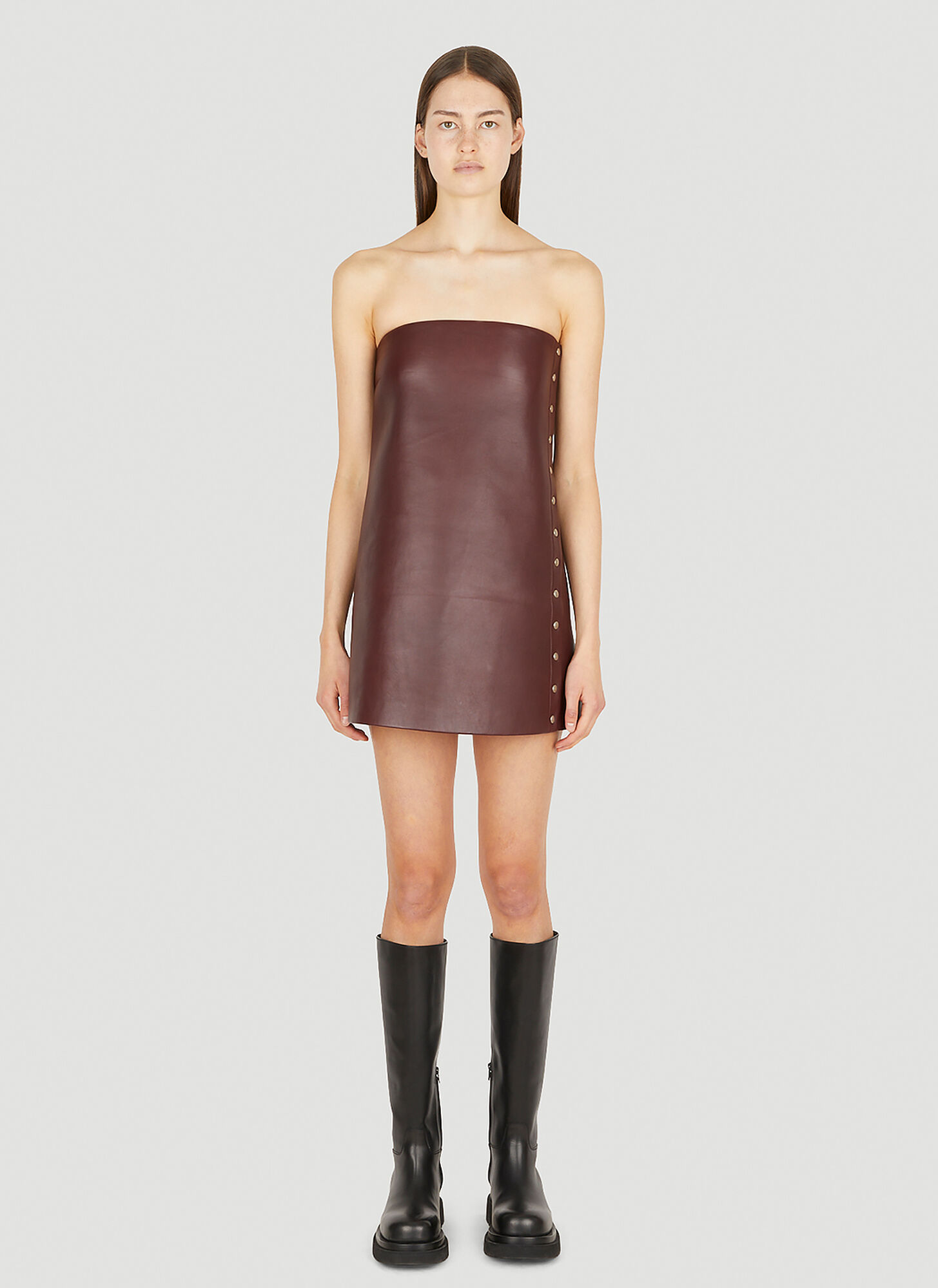 Durazzi Milano Strapless Stud Trim Dress Female Brown