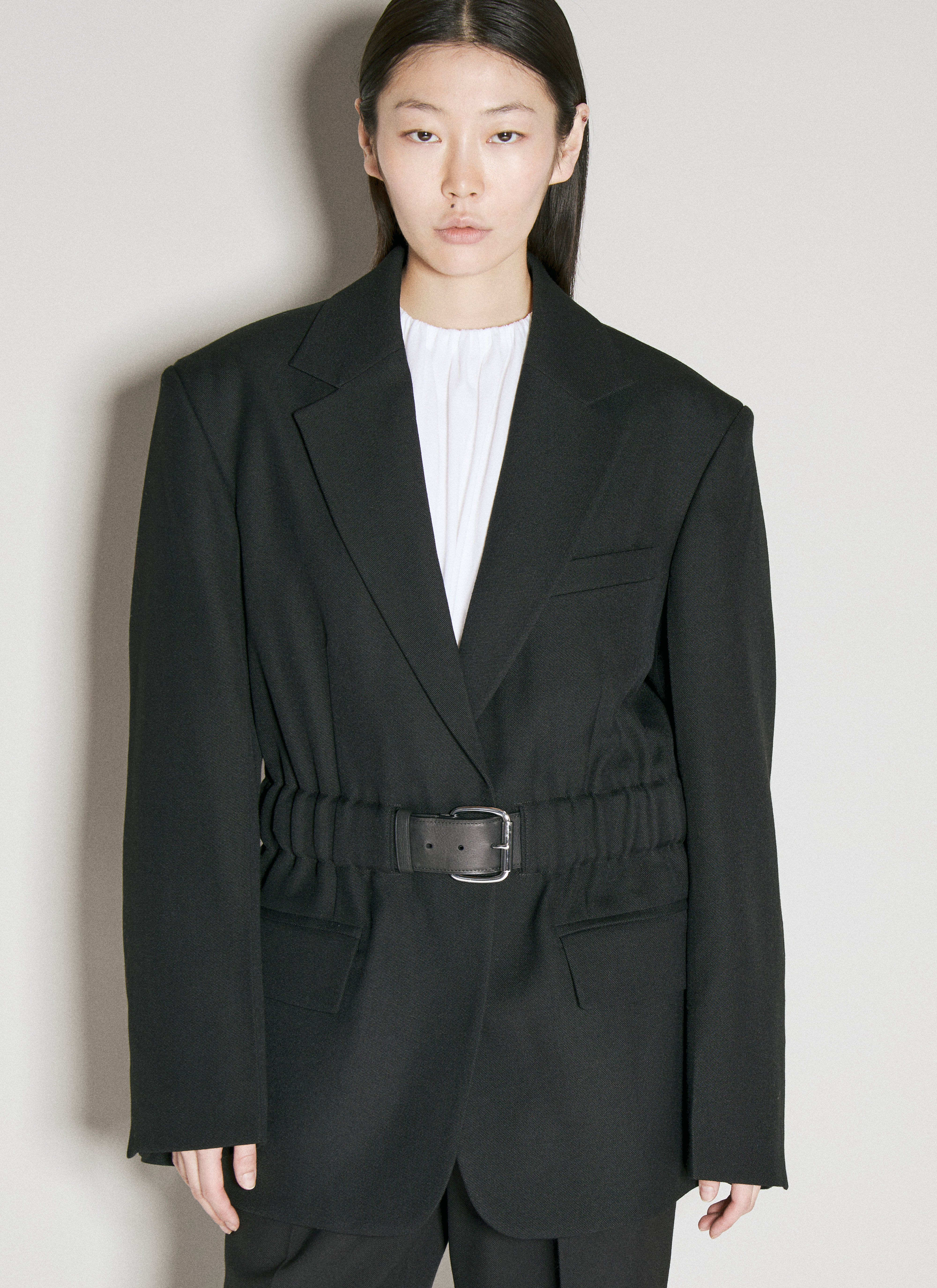 St. Agni Tailored Blazer With Intergrate Belt Black sta0255005