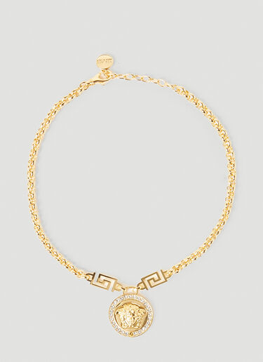 Versace Embellished Medusa Necklace Gold vrs0253039
