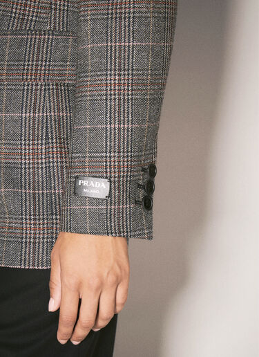 Prada 威尔士亲王格单排扣西装外套 灰色 pra0258021