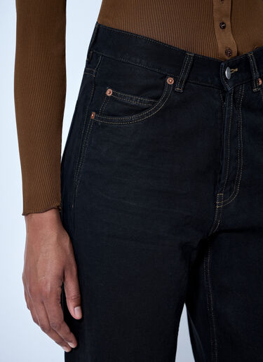 LN-CC® - Saint Laurent: V-허리 롱 배기 진 - 검정 Saint Laurent V-허리 롱 배기 진 검정 sla0264035