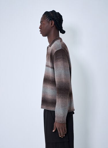 Awake NY Striped Polo Sweater Brown awa0162004