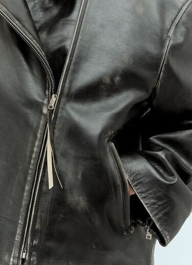 Acne Studios Sanded Leather Biker Jacket Black acn0255006