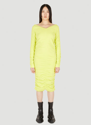 Helmut Lang Ruched Mid Length Dress Yellow hlm0247022