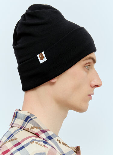 A BATHING APE® Logo Patch Beanie Black aba0156015