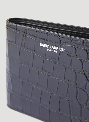 Saint Laurent Croc-Embossed Bi-Fold Wallet Black sla0138024