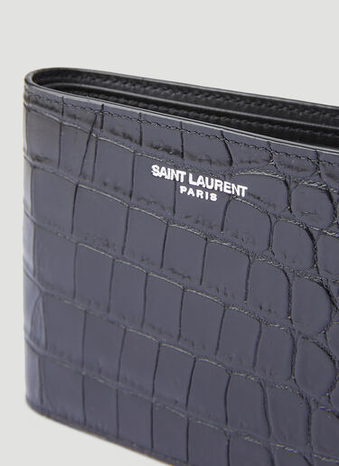 Saint Laurent クロコ型押しの二つ折りウォレット ブラック sla0138024