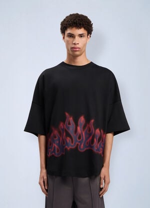 Palm Angels Flames Over T-Shirt Black pma0162088