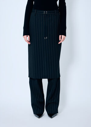 Jean Paul Gaultier Pinstriped Tailored Pants With Skirt Overlay Ecru jpg0260002