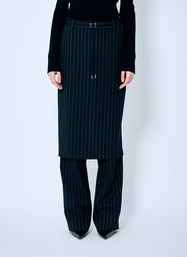 Jean Paul Gaultier Pinstriped Tailored Pants With Skirt Overlay Black jpg0259009