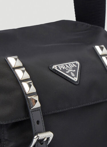 Prada Studded Vela Shoulder Bag Black pra0245089
