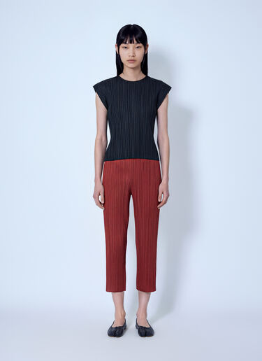 Pleats Please Issey Miyake Pleated Cropped Trousers Red plp0266025