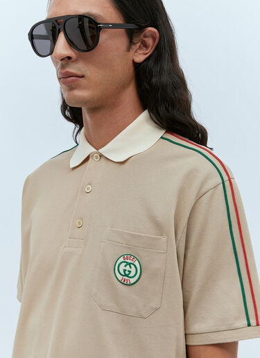 Gucci 로고 패치 폴로 셔츠 베이지 guc0153026