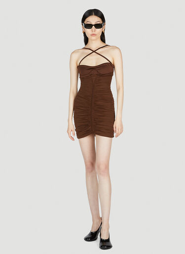 Mugler Ruched Dress Brown mug0252012