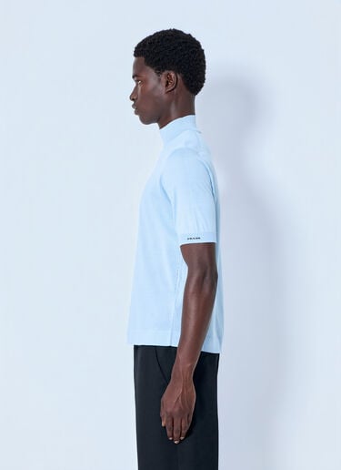 Prada Ribbed Turtleneck T-Shirt Blue pra0165002