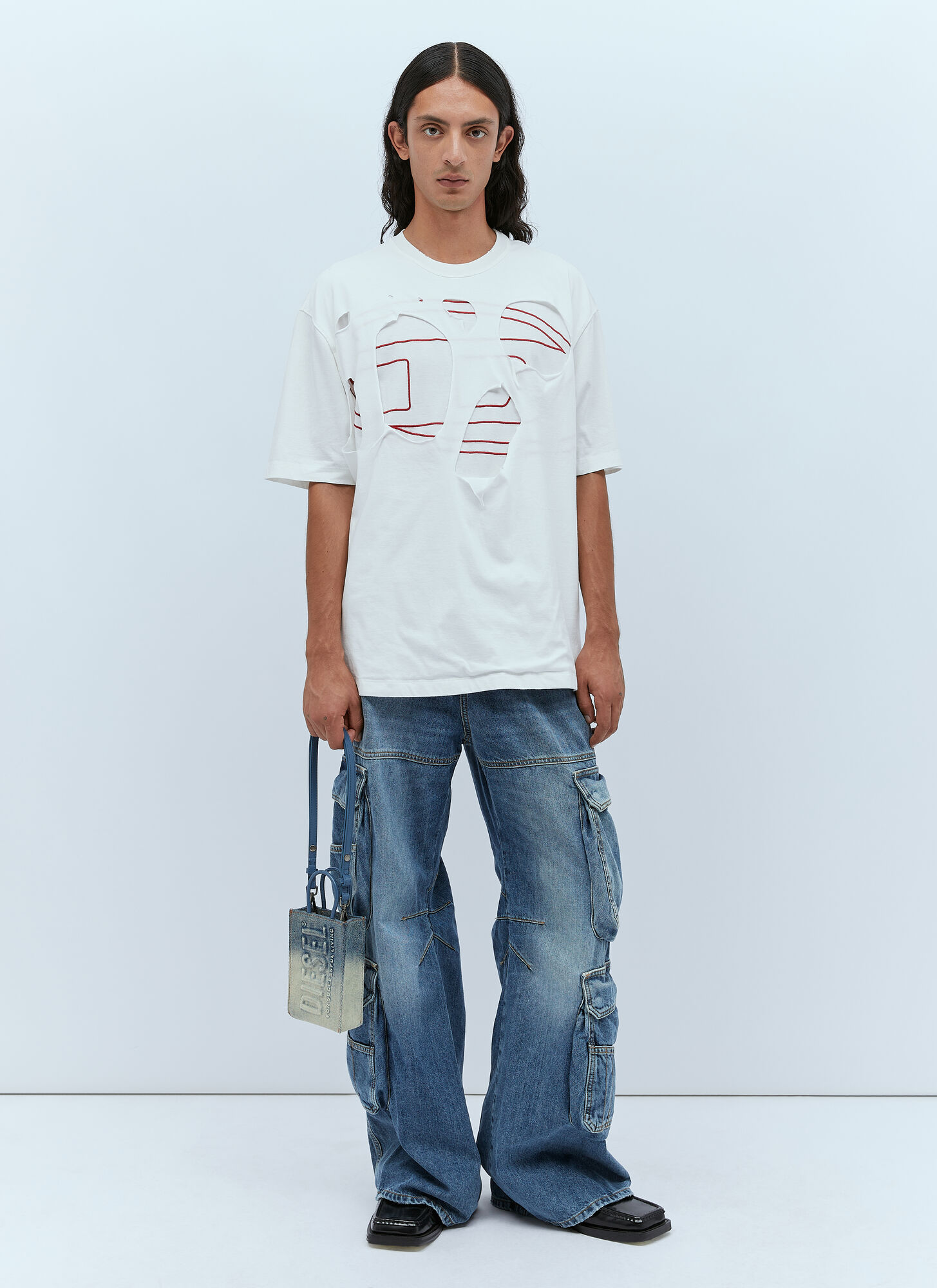DIESEL T-STRAPOVAL CUT-OUT T-SHIRT