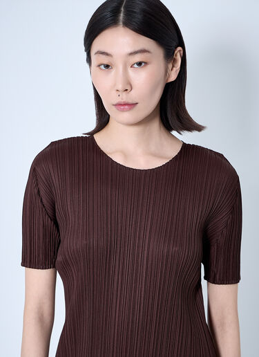 Pleats Please Issey Miyake Pleated Midi Dress Brown plp0260015