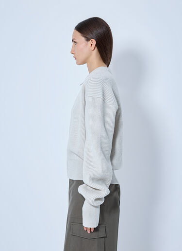 LN-CC® - RIER: Roundneck Zip Utility Sweater - Light Grey RIER Roundneck Zip Utility Sweater Light Grey rrr0265002