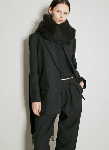 Extra Large Scarf With Logo Plaque Saint Laurent Extra Large Scarf With Logo Plaque Black sla0254062