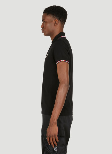 Moncler Stripe Trims Polo Shirt Black mon0149019