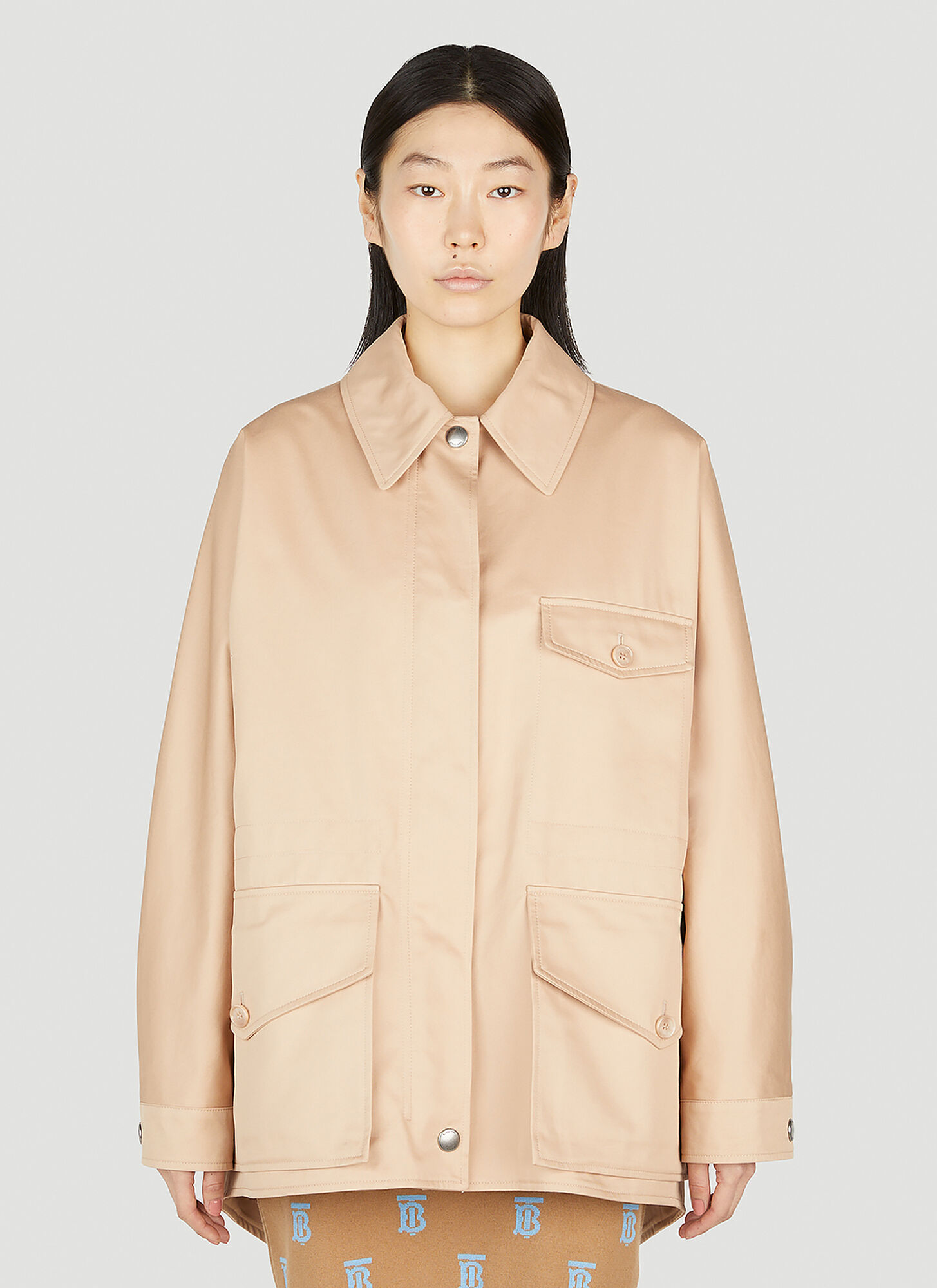 Burberry 正面摁扣华达呢夹克 In Neutrals