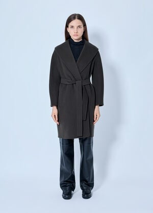 Max Mara Shawl Collar Belted Coat Dark Green max0265227