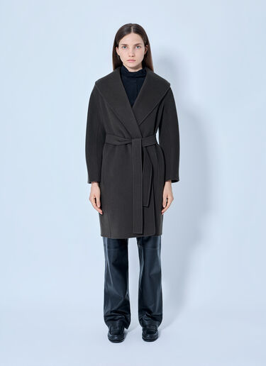 Max Mara Shawl Collar Belted Coat Dark Green max0265227
