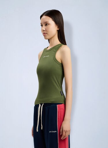 Palm Angels Classic Logo Fitted Tank Top Green pma0264219