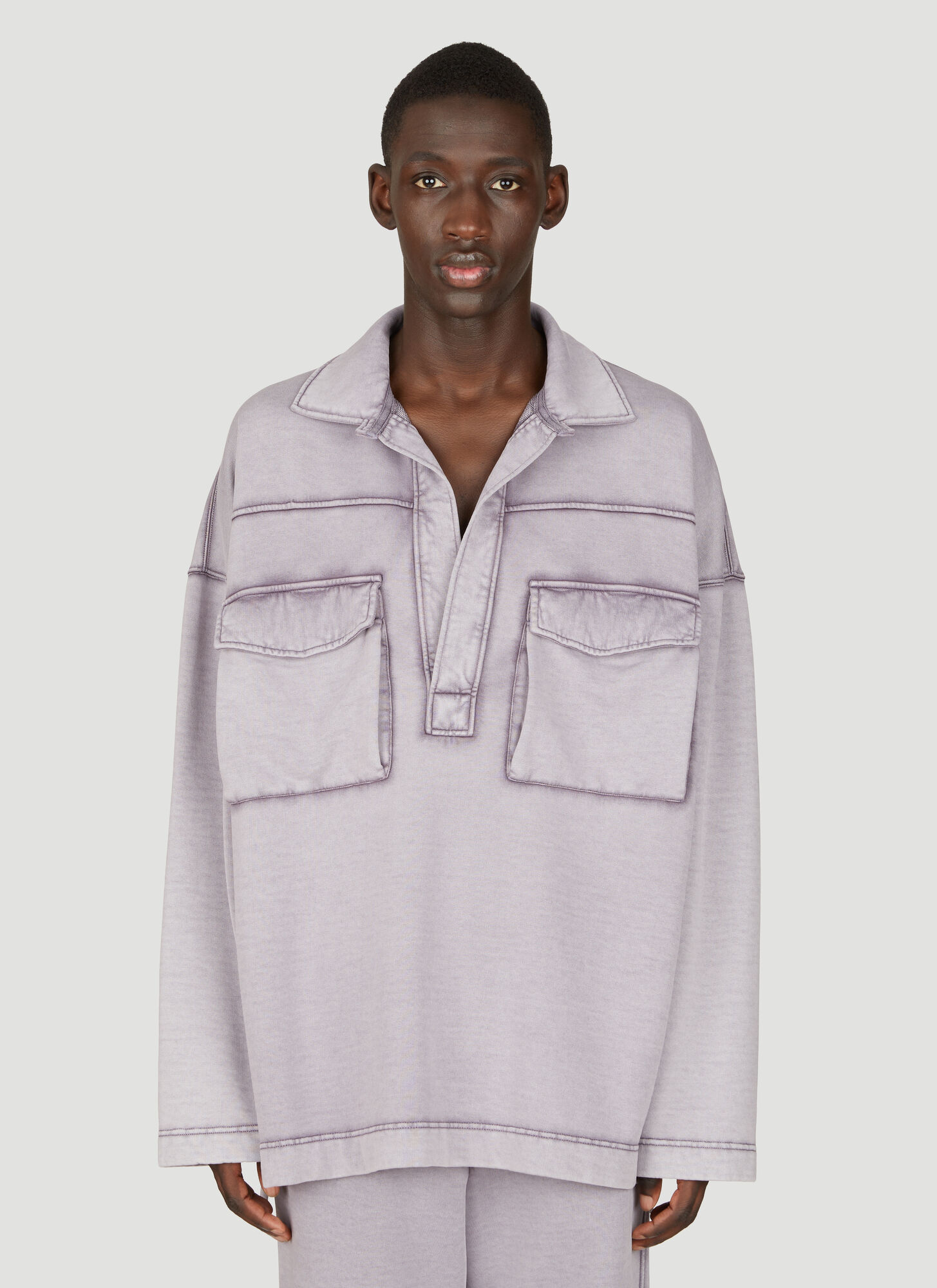 Shop Dries Van Noten Slouchy Polo Sweatshirt In Purple