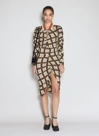 Vivienne Westwood 格纹缩褶连衣裙 棕色 vvw0253020