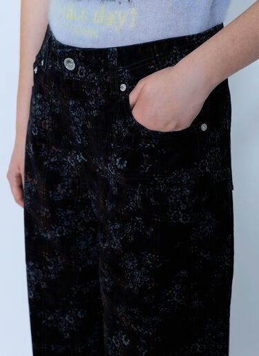 LN-CC® - GANNI: Printed Flock Denim Marri 2.0 Jeans - Black GANNI Printed Flock Denim Marri 2.0 Jeans Black gan0266010
