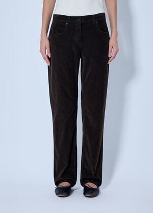 The Row Frava Cotton-Corduroy Mid-Rise Straight-Leg Pants Brown row0265006