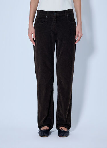 LN-CC® - The Row: Frava Cotton-Corduroy Mid-Rise Straight-Leg Pants - Brown The Row Frava Cotton-Corduroy Mid-Rise Straight-Leg Pants Brown row0265006