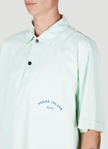Stone Island Logo Print Polo Shirt Green sto0152005